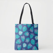 Blue Summer Strawberry Pattern Tasche (Vorderseite)