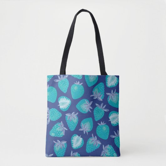 Blue Summer Strawberry Pattern Tasche (Vorderseite)