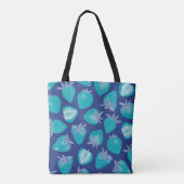 Blue Summer Strawberry Pattern Tasche (Rückseite)