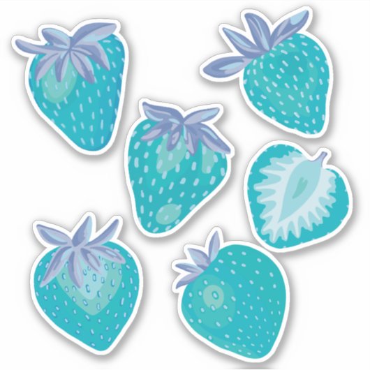 Blue Summer Strawberry Sticker (Vorderseite)
