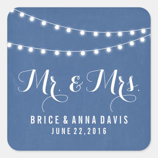 Blue Summer String Light Wedger Stickers (Vorderseite)