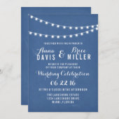 Blue Summer String Light Wedites Einladung (Vorne/Hinten)