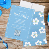 Blue Summer Tropical Floral Custom Party Einladung