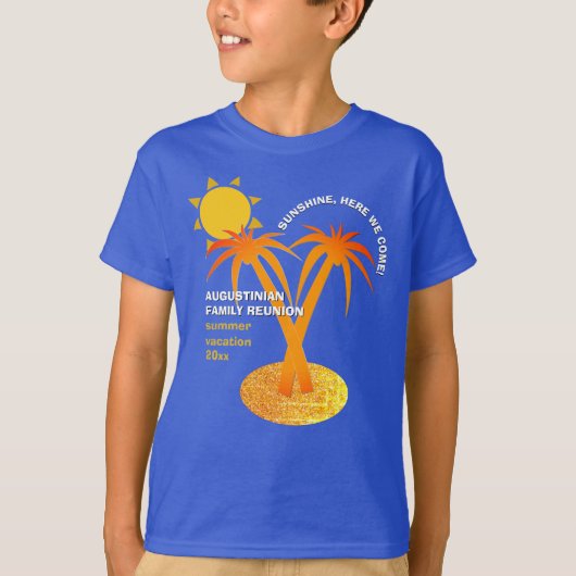 Blue Summer Vacacation Family Wiedersehen T-Shirt (Vorderseite)