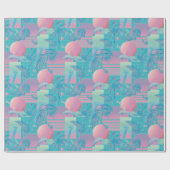 Blue Summer Vaporwave Sunset and Palm Trees Geschenkpapier (Flach)