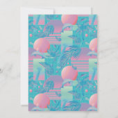 Blue Summer Vaporwave Sunset Geburtstag Einladung (Rückseite)