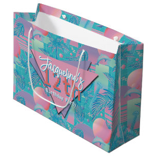 Blue Summer Vaporwave Sunset Geburtstag Große Geschenktüte