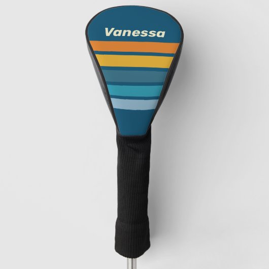 Blue Sun Across Striping with Name Golf Headcover (Vorderseite)