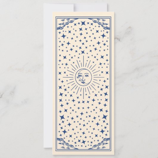 Blue Sun and Moon Tarot Card Save the Date Einladung (Rückseite)