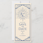 Blue Sun and Moon Tarot Card Save the Date Einladung (Vorderseite)