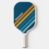 Blue Sun Angled Striping with Name Pickleball Schläger (Rückseite)