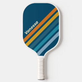 Blue Sun Angled Striping with Name Pickleball Schläger
