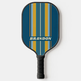 Blue Sun Board Stripes with Name Pickleball Schläger