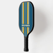 Blue Sun Board Stripes with Name Pickleball Schläger (Links)