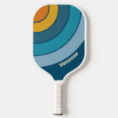 Blue Sun Circle Stripe with Name Pickleball Schläger (Rückseite)
