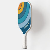 Blue Sun Circle Stripe with Name Pickleball Schläger (Links)