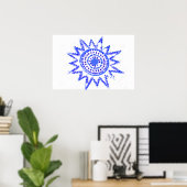 Blue Sun in Lights Grunge Cutout Poster (Heimbüro)