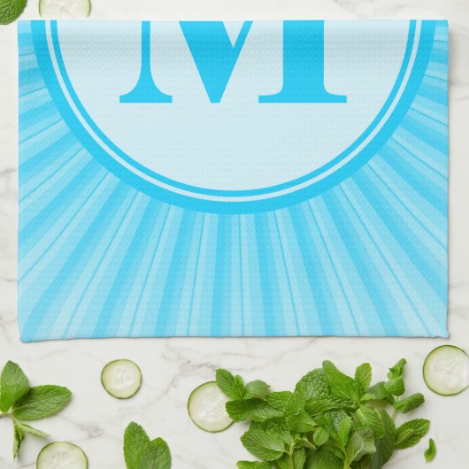 Blue Sun Monogram Personalisiert Handtuch (Gefaltet)