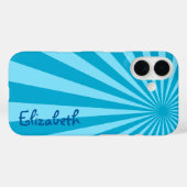 Blue Sunburst "Add Your Name" Case-Mate iPhone Hülle (Rückseite (Horizontal))