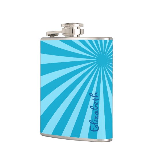 Blue Sunburst "Add Your Name" Flachmann (Links)