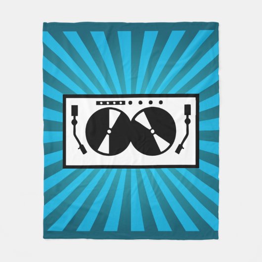 Blue Sunburst DJ Turntable Music Fleecedecke (Vorderseite)