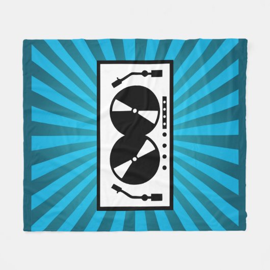 Blue Sunburst DJ Turntable Music Fleecedecke (Vorderseite (Horizontal))