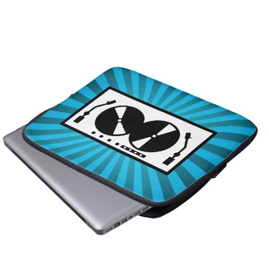 Blue Sunburst DJ Turntable Music Laptopschutzhülle (Vorne Knopf)