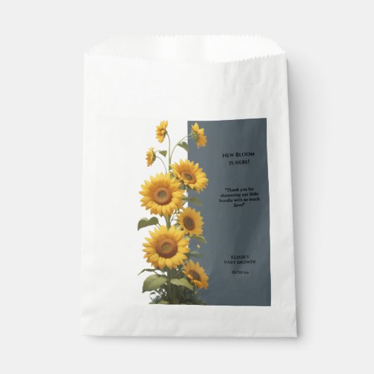 Blue Sunflower Baby Dusche Geschenktütchen (Vorderseite)
