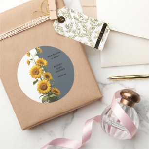 Blue Sunflower Baby Dusche Runder Aufkleber