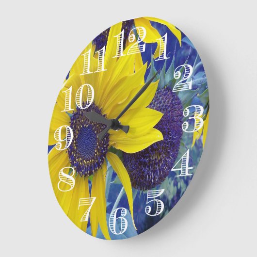 Blue Sunflower Design Clock Große Wanduhr (Winkel)