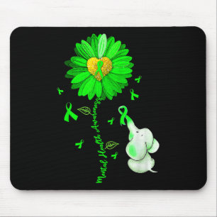 Blue Sunflower Elephant Spread Mental Health Aware Mousepad