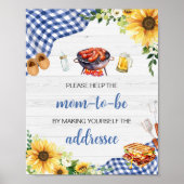 Blue Sunflower GRILLEN Baby Shower Envelope Statio Poster (Vorne)