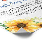 Blue Sunflower GRILLEN Baby Shower Say Baby nicht Poster (Ecke)
