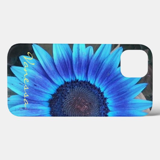 Blue Sunflower iPhone Gehäuse *personalize* Case-Mate iPhone Hülle (Rückseite (Horizontal))