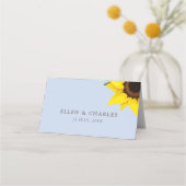 Blue Sunflower Themed Guest Place Table Card Platzkarte (Rückseite)