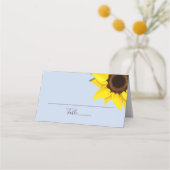 Blue Sunflower Themed Guest Place Table Card Platzkarte (Vorderseite)