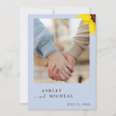 Blue  Sunflower Wedding Invitation With Photo Einladung (Rückseite)