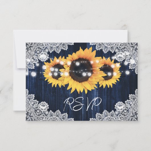 Blue Sunflower Wedding RSVP Cards - Auswahl an Spe (Vorderseite)