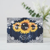 Blue Sunflower Wedding RSVP Cards - Auswahl an Spe (Stehend Vorderseite)