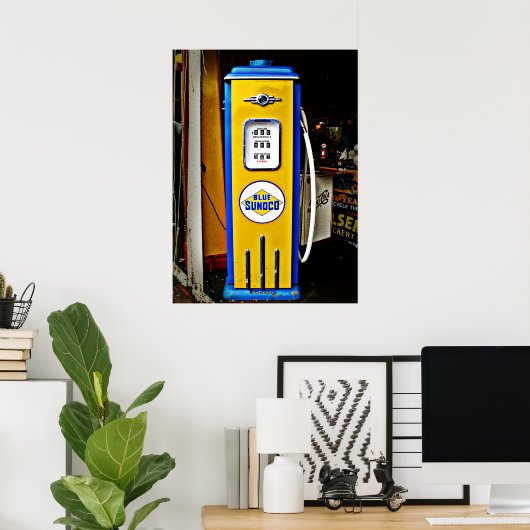 Blue Sunoco Vintage Gaspumpe Poster (Heimbüro)