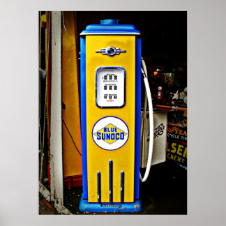 Blue Sunoco Vintage Gaspumpe Poster