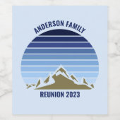 Blue Sunset Mountain Custom Family Wiedersehen Par Weinetikett (Einzelnes Label)