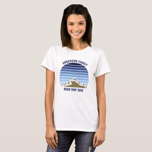 Blue Sunset Mountain Custom Family Wiedersehen Wom T-Shirt (Vorne ganz)