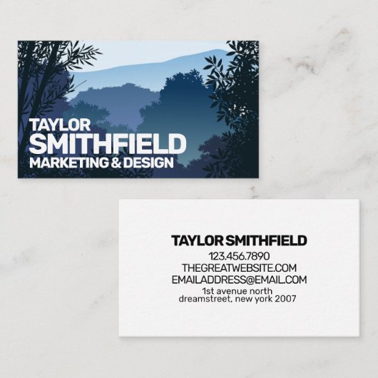 Blue Sunset Mountain Range Adventure Visitenkarte (Vorne/Hinten)