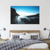 Blue Sunset Premium Wrapped Triptych Leinwand (Insitu (Schlafzimmer))