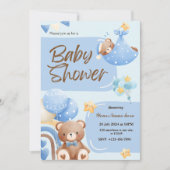 Blue Super Niedlich Bear Baby Shower Einladungen J (Vorderseite)