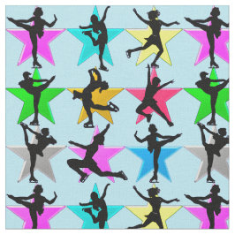 BLUE SUPER STAR FIGURE SKATEN FABRIC STOFF