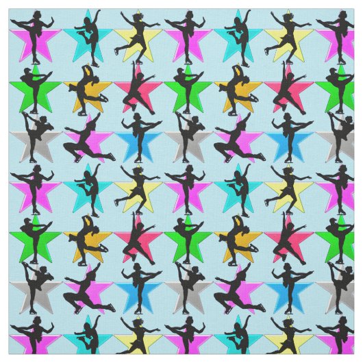 BLUE SUPER STAR FIGURE SKATEN FABRIC STOFF (Muster)