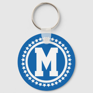 Blue Super Star Mit Monogramm Schlüsselanhänger