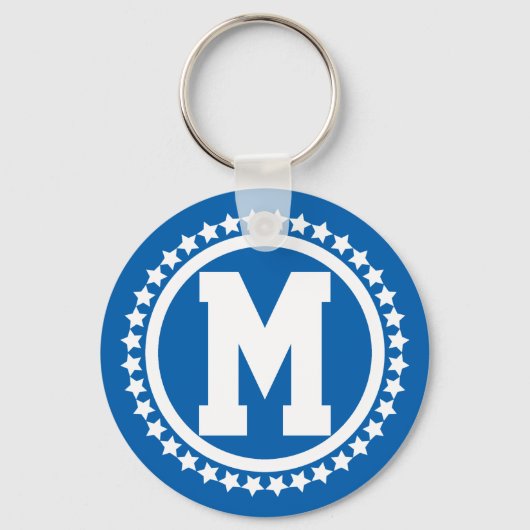 Blue Super Star Mit Monogramm Schlüsselanhänger (Vorderseite)